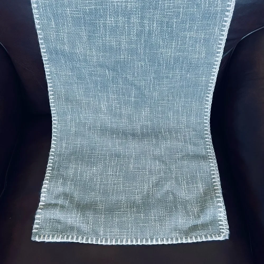 Modern Farmhouse Gray Textured Oversize Table Runner